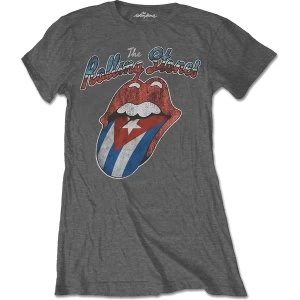 Image of The Rolling Stones - Rocks Off Cuba Womens Large T-Shirt - Grey