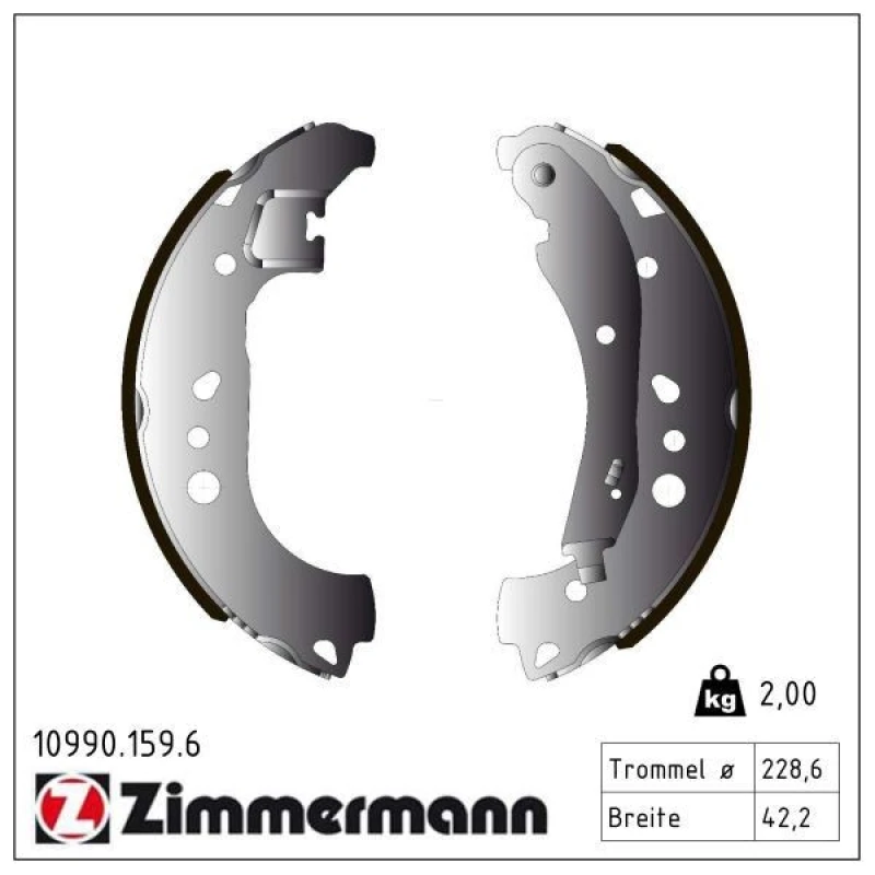 Image of ZIMMERMANN Brake Shoe Set ZIMMERMANN 10990.159.6
