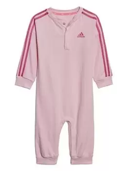 Image of adidas Infant 3-Stripes All-in-One - Pink, Light Pink, Size 0-3 Months