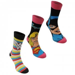 Image of DC Comics 3 Pack Crew Sock Ladies - Multi