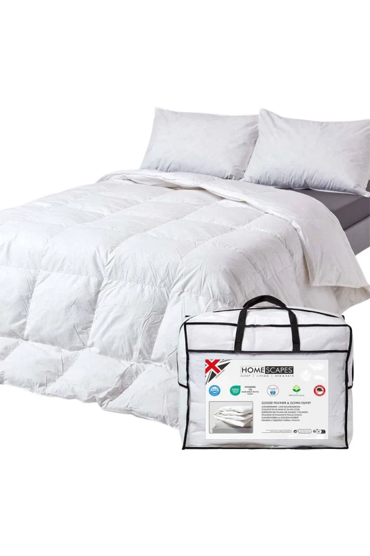 Image of Homescapes Goose Feather & Down 2.5 Tog Summer Duvet in White Size: Single White Unisex Single