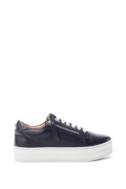 Image of Moda In Pelle Womens Abbee' Leather Trainers in Black Size: 6 Black Female 6