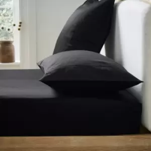 Image of Ted Baker 250 Thread Count Plain Dye Double Fitted Sheet, Black
