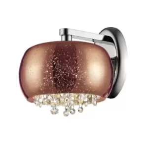 image of Luna 1 Light Wall Lamp Copper Crystal