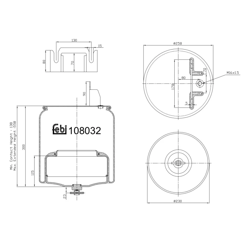 Image of FEBI BILSTEIN 108032 Boot, air suspension Front Axle Right Boot,air suspension (324)