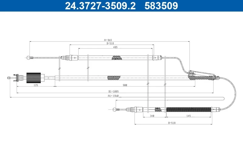 Image of ATE 24.3727-3509.2 Brake Cable 1960mm Cable,parking brake (124)