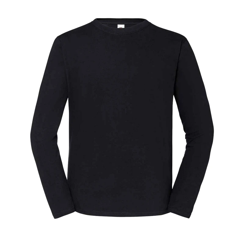 Image of Fruit Of The Loom Fruit of the Loom Men Iconic Long-Sleeved T-Shirt in Black Size: X-Small Black XS Male 5063300475096