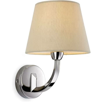 image of Firstlight - Fairmont - 1 Light Single Indoor Wall Light Polished Stainless Steel, Cream Linen Shade, E14