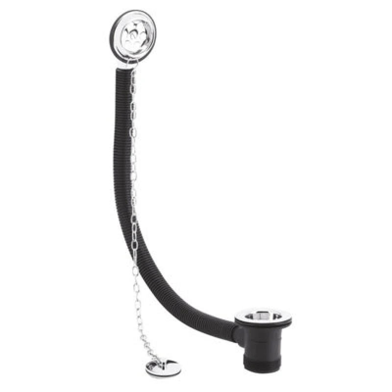 Image of Balterley Bath Waste with Overflow Brass Plug Link Chain Baths upto 20mm Thick Silver unisex