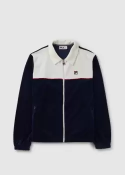 Fila Mens Gerad Velour Jacket In Navy/Egret/Red