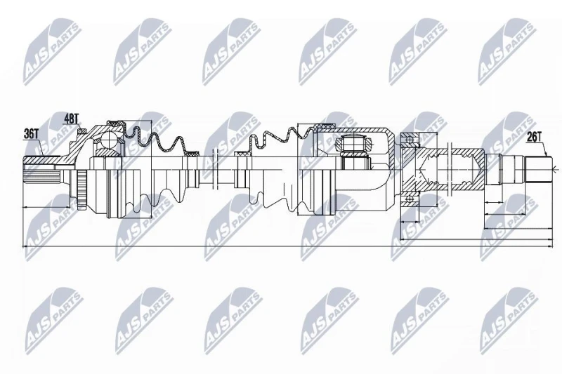 Image of NTY NPW-VV-011 Drive shaft Automatic Transmission, Front Axle Right Drive Shaft (13)