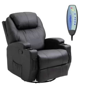 image of HOMCOM PU Leather Electric Massage Recliner Chair-Black