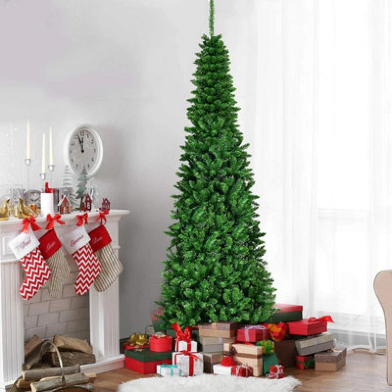 Image of Shatchi 5ft Prelit Green Pencil Christmas Tree With Warm White Leds