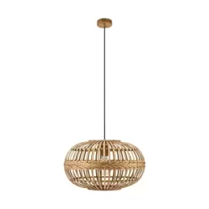 Image of Hanging Ceiling Pendant Light Round Wicker Shade 1x 60W E27 Hallway Feature