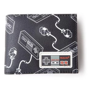 image of Nintendo - Nes Controllers All-Over Print With Rubber Patch Mens Bi-Fold Wallet Wallet - Multi-Colour