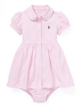 Image of Ralph Lauren Baby Girls Oxford Shirt Dress - Pink, Size 9 Months