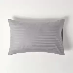 Image of Grey Egyptian Cotton Satin Stripe Housewife Pillowcase 330 Thread Count - Grey - Grey - Homescapes