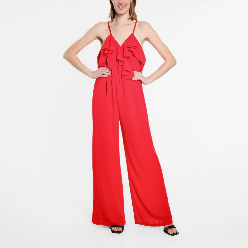 Image of Be You Frill Strappy Jumpsuit - Red Red 10