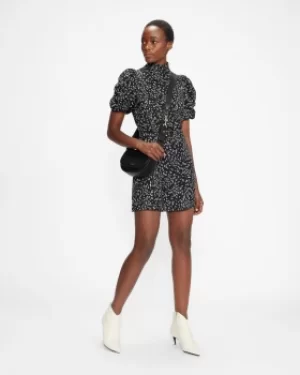 Image of Exaggerated Sleeve Animal Print Dress