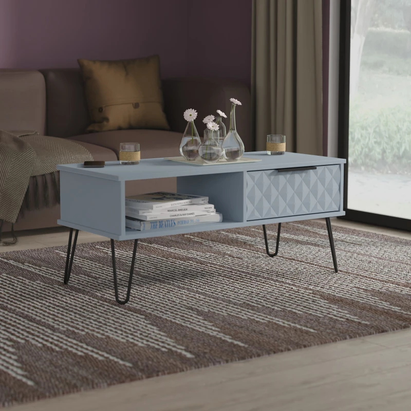 Image of Ready Assembled 2 U Islay 1 Drawer Coffee Table (Ready Assembled) in Light Blue Size: Medium Light Blue Unisex Medium
