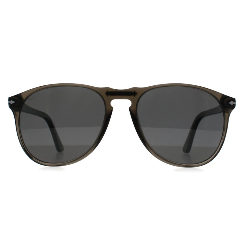 Image of Persol Persol Men Aviator Smoke Black Polarized PO9649S in Grey Grey One Size Male 8056262234709