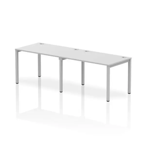 Image of Impulse Bench Single Row 2 Person 1200 Silver Frame Office Bench Desk White