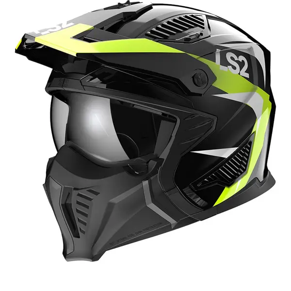 Image of LS2 OF606 Drifter Triality H-V Yellow 06 Offroad Helmet Size L
