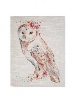 Image of Graham & Brown Watercolour Floral Owl Canvas