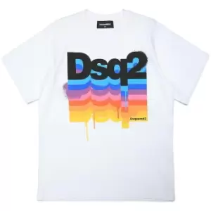 Image of DSQUARED2 Boys Rainbow T-Shirt - White