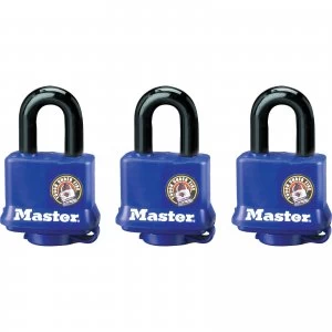 image of Masterlock Weather Tough Padlock Pack of 3 Keyed Alike 40mm Standard