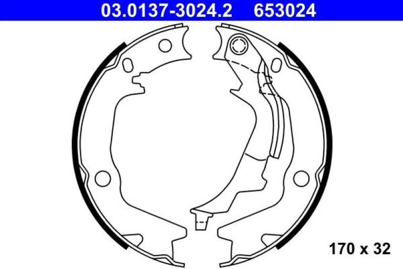 Image of ATE 03.0137-3024.2 Handbrake Shoes with lever Brake Shoe Set,parking brake (1419)