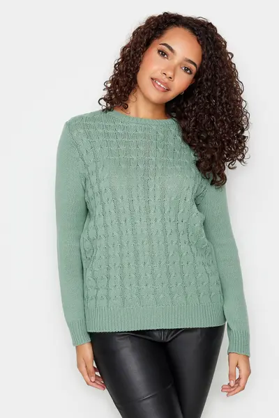 image of M&Co Cable Knit Jumper Green