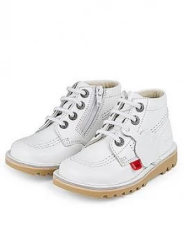 Image of Kickers Infant Kick Hi Zip Boot - White, Size 9 Younger