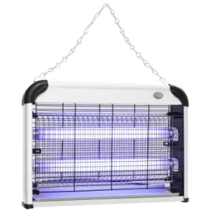 image of Outsunny Free Standing Wall Hanging 20W Electric Fly Mosquito Killer Electric Fly Zapper, Bug Zapper, Insect Killer, Silver