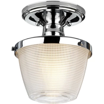 Image of Dublin 1 Light Semi-Flush Mount, Polished Chrome, IP44, E27 - Elstead