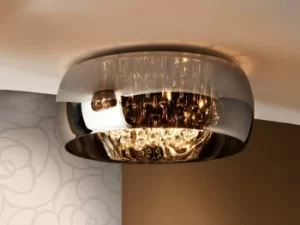 image of Argos 6 Light Crystal Flush Ceiling Light Chrome, Mirror, G9