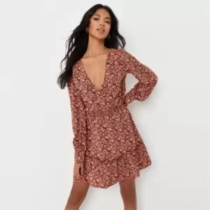 image of Missguided Tiered Skater Mini Dress Floral - Multi