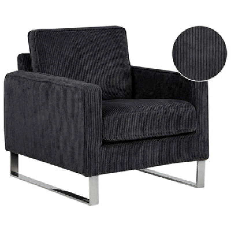 Image of Beliani Industrial Armchair Vind Corduroy Black