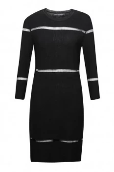 Image of French Connection Danni Ladder Stitch Knitted Dress Black