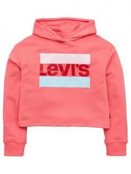 Image of Levis Girls Cropped Boxy Sportwear Logo Hoodie - Pink