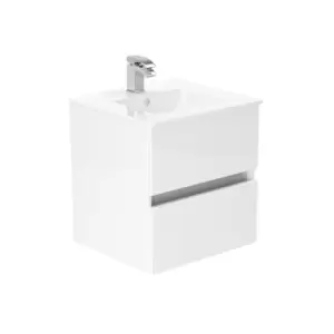 image of Newland 500mm Double Drawer Ceramic Basin Unit - White Gloss