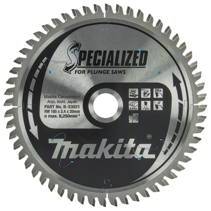 Image of Makita SPECIALIZED Circular Plunge Saw Blade for Aluminium B-33021 Diameter: 165mm