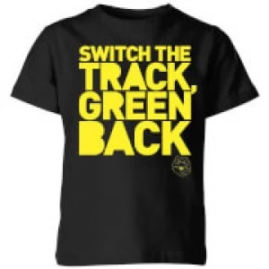 image of Danger Mouse Switch The Track Green Back Kids T-Shirt - Black - 11-12 Years