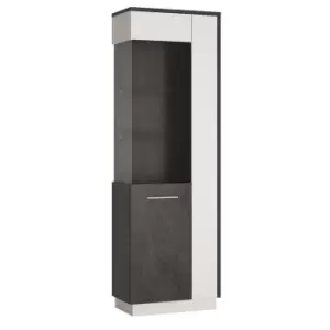 Solan 1 Door Left Hand Display Cabinet - Grey & White