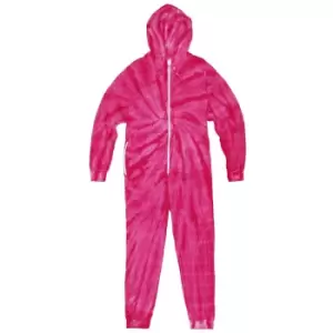 image of Colortone Unisex Adults Full Zip Tonal Spider Tie Dye Onesie (2XL) (Spider Pink)