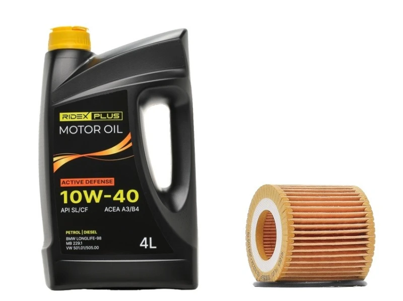 Image of RIDEX PLUS 100908O0021P Oil change kit (oil filter + engine oil) Oil change kit (oil filter + engine oil) (100908)