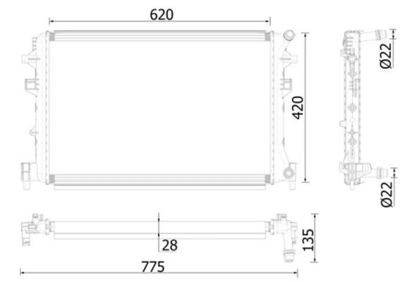 Image of Low Temperature Cooler, intercooler MAHLE CIR 38 000P