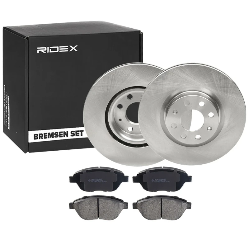 Image of RIDEX 3405B1794 Brake disc and pads set Front Axle, Brake Disc Type: internally vented Brake Set,disc brakes (3405)