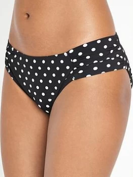 Panache Anya Spot Gather Bikini Brief - Black/White, Size 20, Women