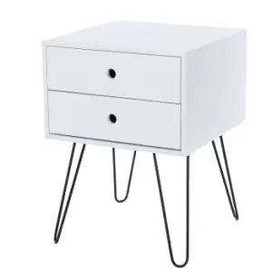 image of Tulo White and Metal 2 Drawer Bedside